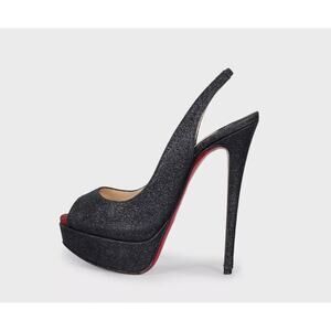 Christian Louboutin Black Glitter Sandals Sz. 35